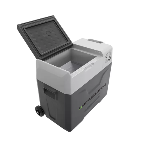 Transportni frižider SA DRŠKOM I TOČKIĆIMA 50L sa punjačem za auto, model CR-50X, MEGA SOLUTION